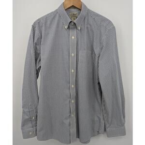 L.L. Bean Wrinkle Resistant 100% Cotton Medium White & Blue Button Down Shirt